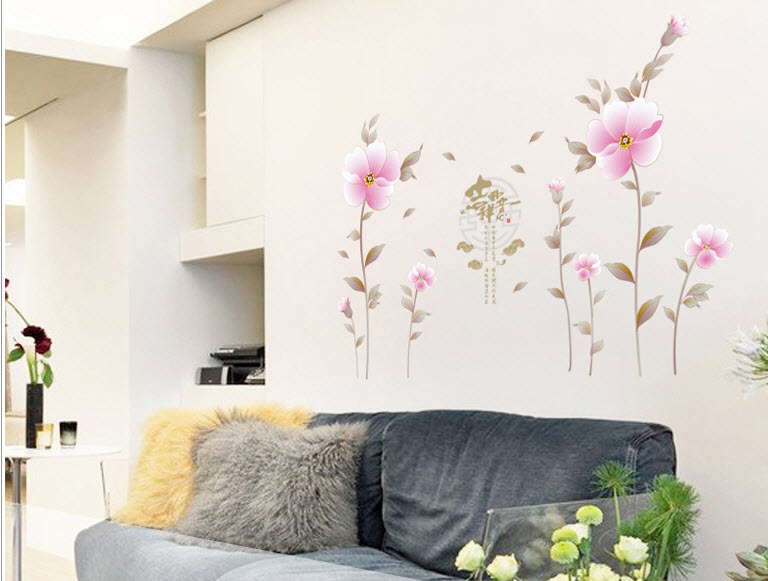 Decal hoa 5 cánh hồng nhạt